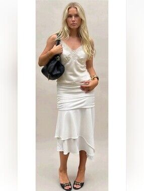 NWT Vintage Halston Jeans 100% Silk Camisole Top XS – Ivory Lace Beaded